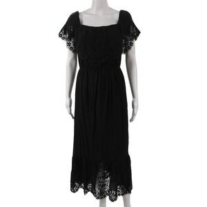 Nightcap Clothing Womens Maxi Dress Black Rayon Square Neck Short Sleeve Size 4